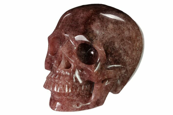 Realistic, Carved Strawberry Quartz Crystal Skull #150904